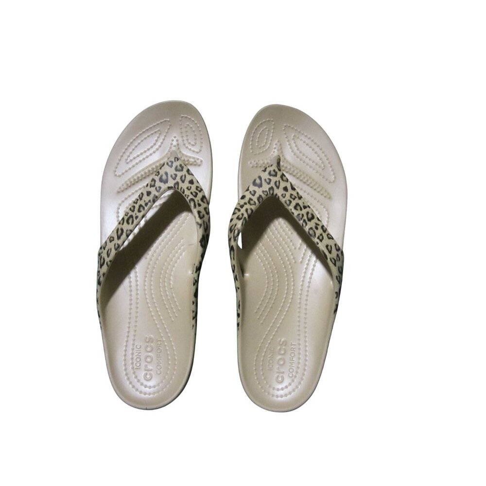 Crocs Kadee II leopard flip flops  NWOT size 11 Women's